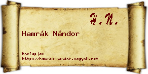 Hamrák Nándor névjegykártya